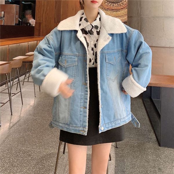 cool cashmere denim coat women's autumn and winter 2020 thickened fur one loose korean versatile top, Black;brown
cool cashmere denim coat women's autumn and winter 2020 thickened fur one loose korean versatile top, Black;brown
