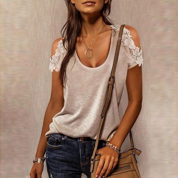 women's blouses & shirts summer lace hollow out short sleeve ladies women spring o-neck blouse shirt casual solid patchwork off sho, White
women's blouses & shirts summer lace hollow out short sleeve ladies women spring o-neck blouse shirt casual solid patchwork off sho, White