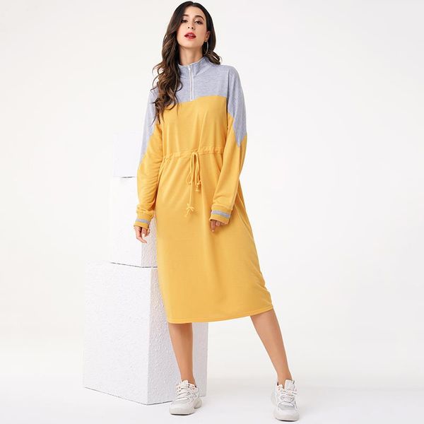 casual dresses womens patchwork drawstring waist zipper neck long sleeve midi dress, Black;gray
casual dresses womens patchwork drawstring waist zipper neck long sleeve midi dress, Black;gray
