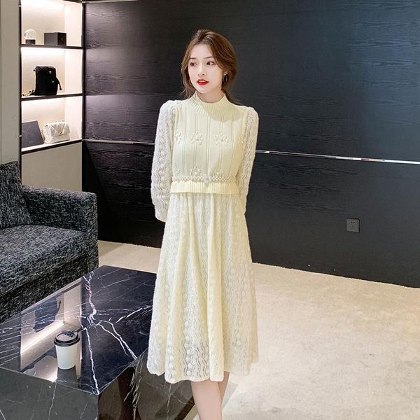 casual dresses sweater stitching lace dress women autumn winter elegant beading long sleeve knitted all-match o-neck temperament warm, Black;gray
casual dresses sweater stitching lace dress women autumn winter elegant beading long sleeve knitted all-match o-neck temperament warm, Black;gray