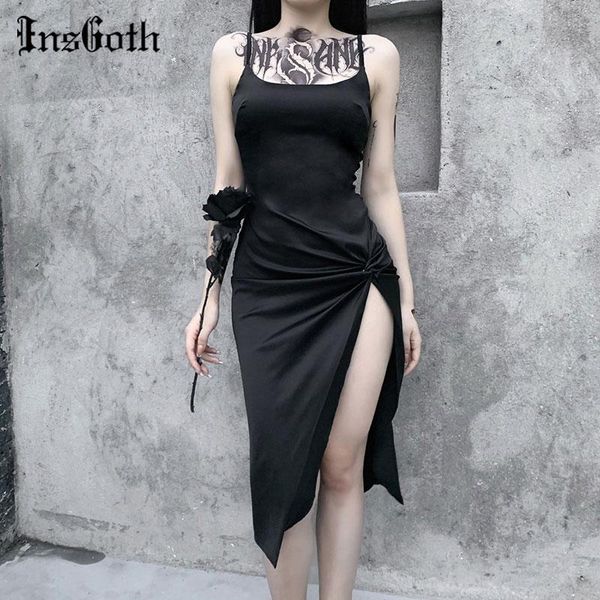 insgoth gothic spaghetti straps black dress vintage high waist slit midi dress women backless patchwork party night, Black;gray
insgoth gothic spaghetti straps black dress vintage high waist slit midi dress women backless patchwork party night, Black;gray