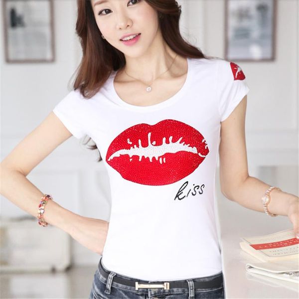 women's t-shirt diamond red lips t-shirts 2021 summer woman short sleeve rhinestone white tshirt women camisetas mujer femme tees
women's t-shirt diamond red lips t-shirts 2021 summer woman short sleeve rhinestone white tshirt women camisetas mujer femme tees