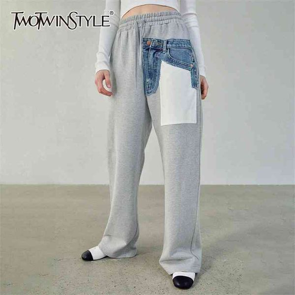 twotwinstyle casual wide leg pants for women high waist patchwork pocket straight loose trousers female fashion clothing 210925, Black;white
twotwinstyle casual wide leg pants for women high waist patchwork pocket straight loose trousers female fashion clothing 210925, Black;white