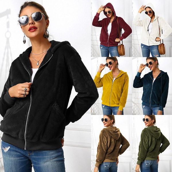 women's jackets women fleece winter warm hooded fluffy zipper closure coat overcoat bmf88, Black;brown
women's jackets women fleece winter warm hooded fluffy zipper closure coat overcoat bmf88, Black;brown