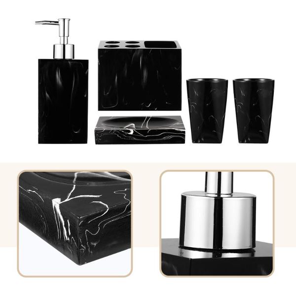 bath accessory set 1 5pcs marbling bathroom supplies toothbrush rack soap holder (black)
bath accessory set 1 5pcs marbling bathroom supplies toothbrush rack soap holder (black)