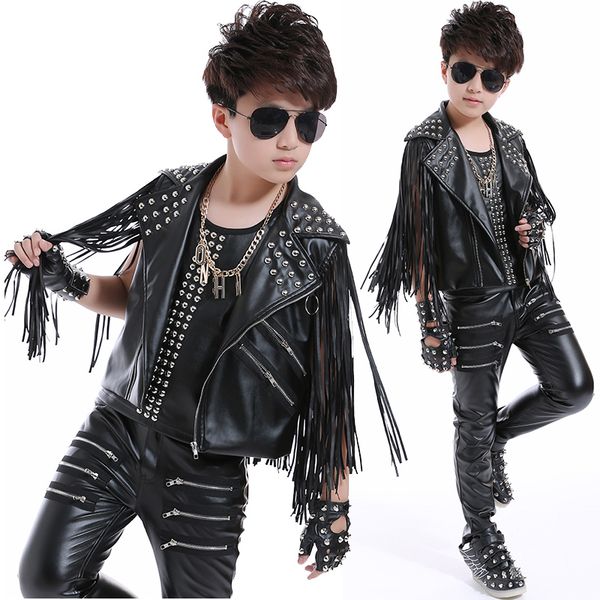 2021 kids hip hop clothing fringe jacket leather pants jazz drum performance costume white/black/red stage clothes rave wear
2021 kids hip hop clothing fringe jacket leather pants jazz drum performance costume white/black/red stage clothes rave wear