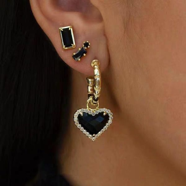 hoop & huggie luokey fashion black crystal earrings for girls wedding elegant geometric heart women valentine's day jewelry gift, Golden;silver
hoop & huggie luokey fashion black crystal earrings for girls wedding elegant geometric heart women valentine's day jewelry gift, Golden;silver