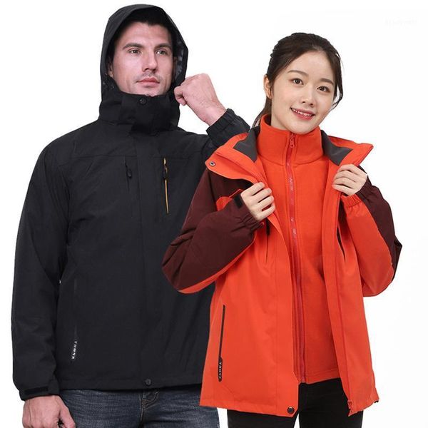 men's trench coats and women's three in one fleece two-piece set of autumn winter outdoor thickened mountaineering clothes work, Tan;black
men's trench coats and women's three in one fleece two-piece set of autumn winter outdoor thickened mountaineering clothes work, Tan;black