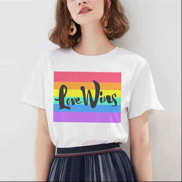 lgbt gay love lgbt gay love tshirt casual o neck rainbow t shirt casual funny tshirt gift for lady yong girl, White