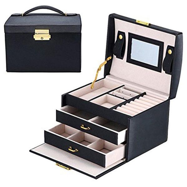 storage bags 3 layer jewelry box with mirror lock portable cosmetic organizer earring ring watch holder basket case
storage bags 3 layer jewelry box with mirror lock portable cosmetic organizer earring ring watch holder basket case
