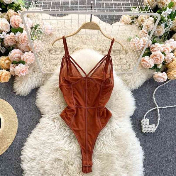 mesh bodysuit women chic slim romper solid spaghetti strap summer skinny open back overalls 210603, Black;white
mesh bodysuit women chic slim romper solid spaghetti strap summer skinny open back overalls 210603, Black;white