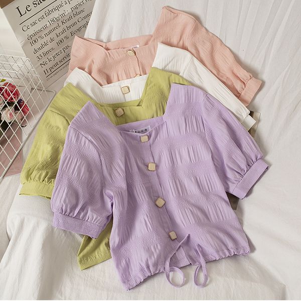 2021 new summer blouse women vintage streetwear cotton ladies elegant button up shirt crop purple 5 color mlvv, White;black
2021 new summer blouse women vintage streetwear cotton ladies elegant button up shirt crop purple 5 color mlvv, White;black