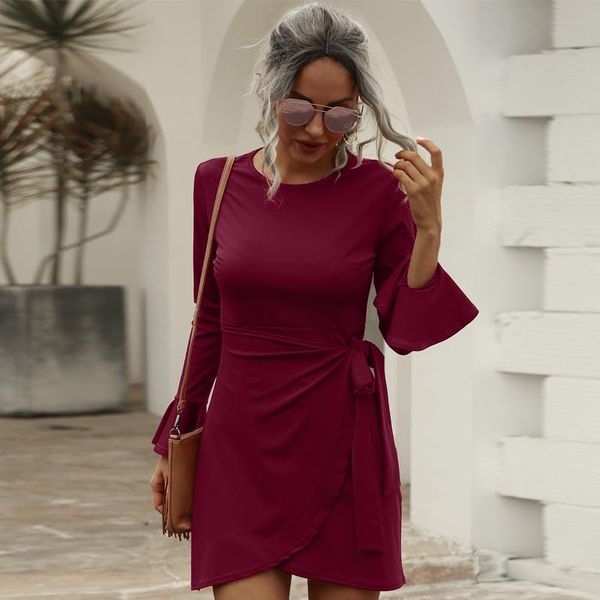 casual dresses women's solid color mini dress long flared sleeve side waist tie up split, Black;gray
casual dresses women's solid color mini dress long flared sleeve side waist tie up split, Black;gray