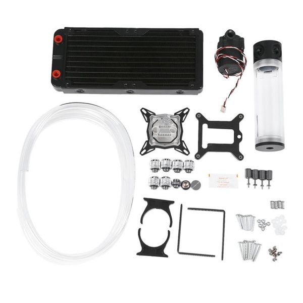 pc cpu overclocking water cooling system set 240b radiator + sc600 pump + 190mm tank 2m tube cpu block with total fitting fo 
pc cpu overclocking water cooling system set 240b radiator + sc600 pump + 190mm tank 2m tube cpu block with total fitting fo