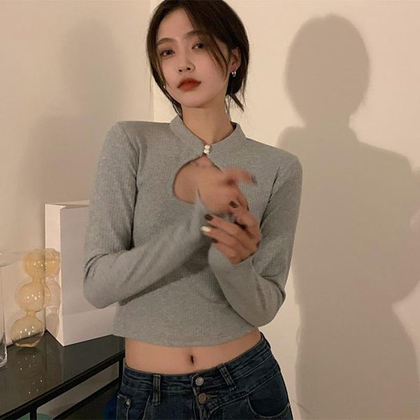 women's t-shirt chinese style hollow out t shirt for women spring long-sleeved slim stand-up collar short tee shirt/, White
women's t-shirt chinese style hollow out t shirt for women spring long-sleeved slim stand-up collar short tee shirt/, White