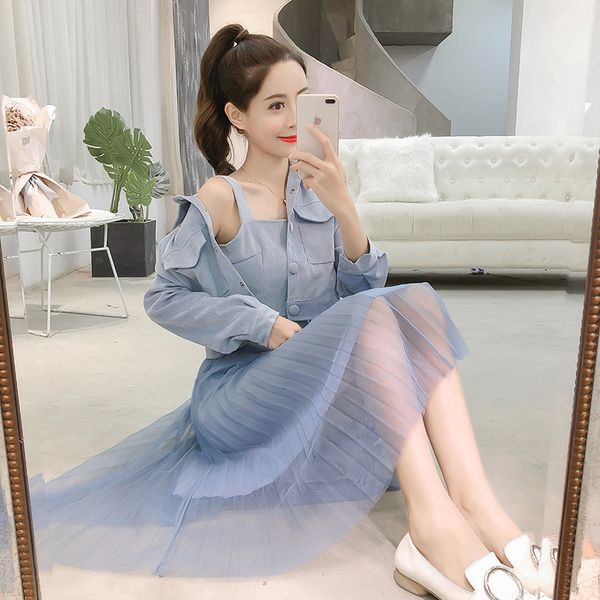 long mesh dress+basic coat spring autumn cute dress short jacket two piece set casual women suit big size ladies 2pcs uaxo, Black;gray
long mesh dress+basic coat spring autumn cute dress short jacket two piece set casual women suit big size ladies 2pcs uaxo, Black;gray