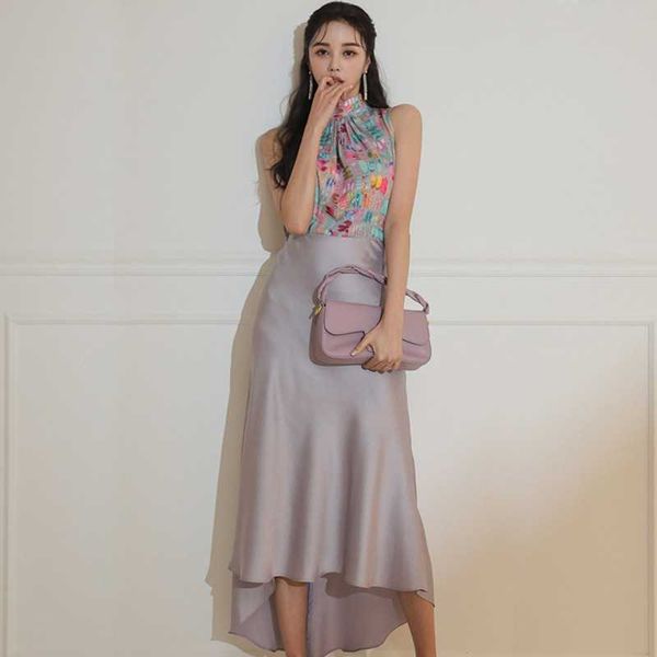 summer 2 pieces set women's sleeveless print + irregular mermaid skirts korean chic office lady suit 210531, White
summer 2 pieces set women's sleeveless print + irregular mermaid skirts korean chic office lady suit 210531, White