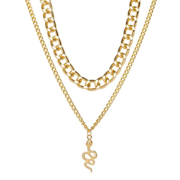 pendant necklaces europe and the united states snake necklace creative personality punk style thick chain double clavicle women, Silver
pendant necklaces europe and the united states snake necklace creative personality punk style thick chain double clavicle women, Silver