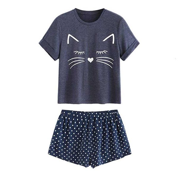 stylish bar cute cat graphic tee shorts sleepwear pajama set women's casual shorts short sleeve ruffled t-shirt nightwear sets, Black;red
stylish bar cute cat graphic tee shorts sleepwear pajama set women's casual shorts short sleeve ruffled t-shirt nightwear sets, Black;red