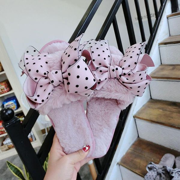slippers lace polka dot big bow slide peluche warm fur mules shoes soft bottom women bedroom flat pregnant pantoffel winter cozy, Black
slippers lace polka dot big bow slide peluche warm fur mules shoes soft bottom women bedroom flat pregnant pantoffel winter cozy, Black