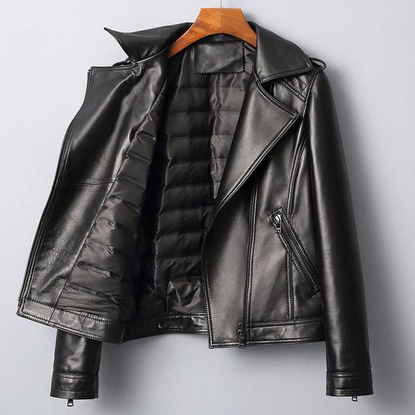 women's leather & faux motorcycle genuine jacket women sheepskin coat female 90% white duck down parkas plus size 5xl 2021 femme veste, Black
women's leather & faux motorcycle genuine jacket women sheepskin coat female 90% white duck down parkas plus size 5xl 2021 femme veste, Black