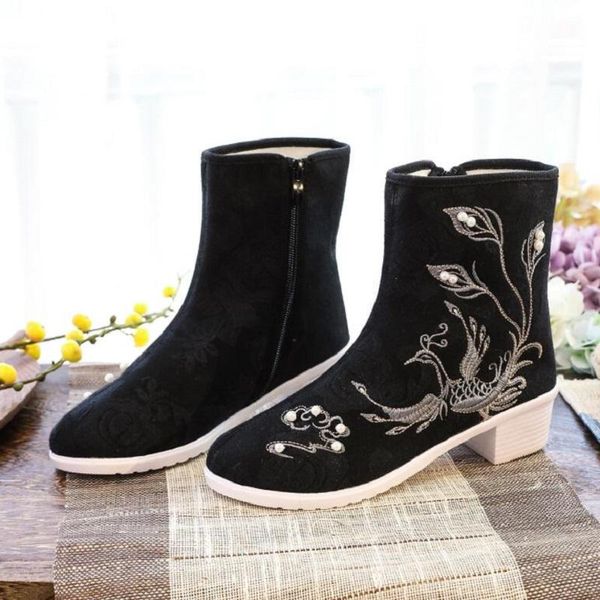 boots spring autumn china style national retro think heels embroider rhinestone fabric women ankle short equestrian, Black
boots spring autumn china style national retro think heels embroider rhinestone fabric women ankle short equestrian, Black