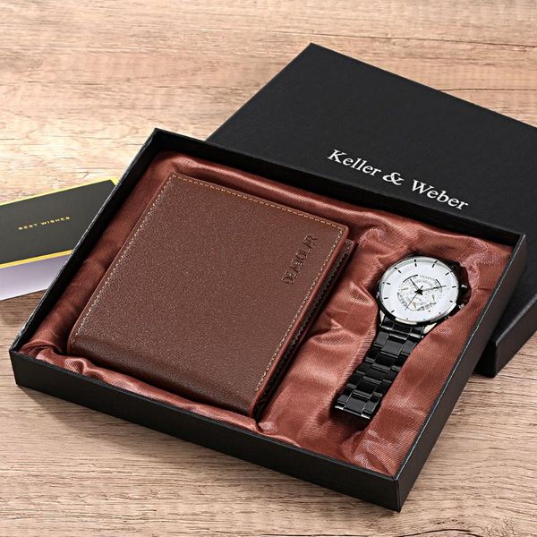 wristwatches men's watch set quartz wristwarch leather wallet two piece stainless steel strap gift for husband or boyfriend, Slivery;brown
wristwatches men's watch set quartz wristwarch leather wallet two piece stainless steel strap gift for husband or boyfriend, Slivery;brown