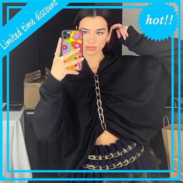 women's clothing autumn and winter 2021 new solid color loose chain pleated long sleeve hooded navel sweater, White
women's clothing autumn and winter 2021 new solid color loose chain pleated long sleeve hooded navel sweater, White