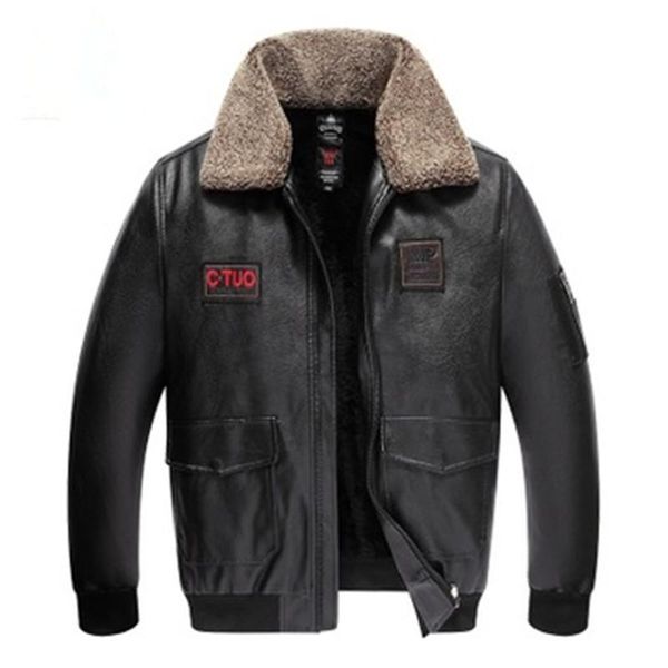 men's leather & faux real jacket fashion slim moto bike style pilot fur coat casual wool turn-dowm collar genuine, Black
men's leather & faux real jacket fashion slim moto bike style pilot fur coat casual wool turn-dowm collar genuine, Black