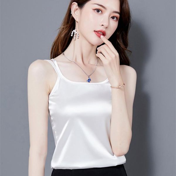 women's tanks & camis korean silk women satin camisole plus size summer woman sleeveless ladies solid halter xxl, White
women's tanks & camis korean silk women satin camisole plus size summer woman sleeveless ladies solid halter xxl, White