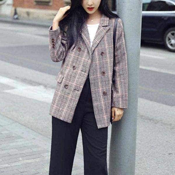 women's suits & blazers wonder 2021 spring women clothing plaid coat long section windbreaker temperament sleeve winter s-xl, White;black
women's suits & blazers wonder 2021 spring women clothing plaid coat long section windbreaker temperament sleeve winter s-xl, White;black
