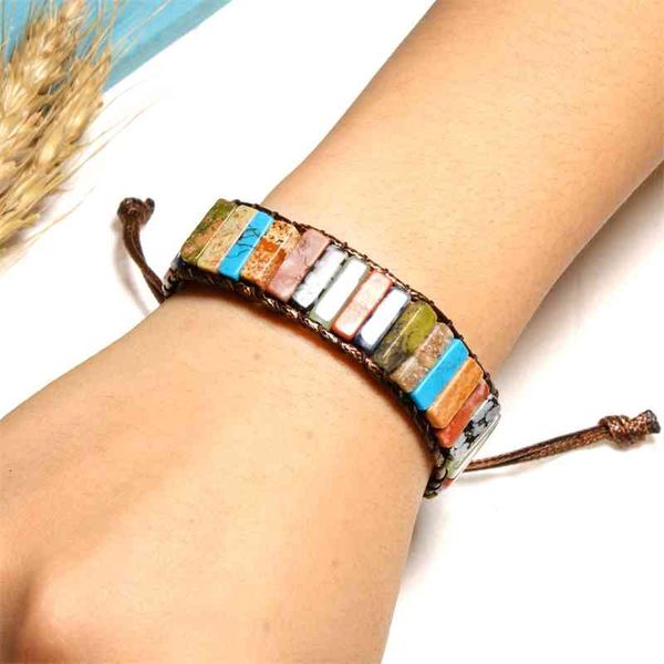 step into popular single layer colorful natural stone beaded bracelet creative woven leather bracelet, Black
step into popular single layer colorful natural stone beaded bracelet creative woven leather bracelet, Black