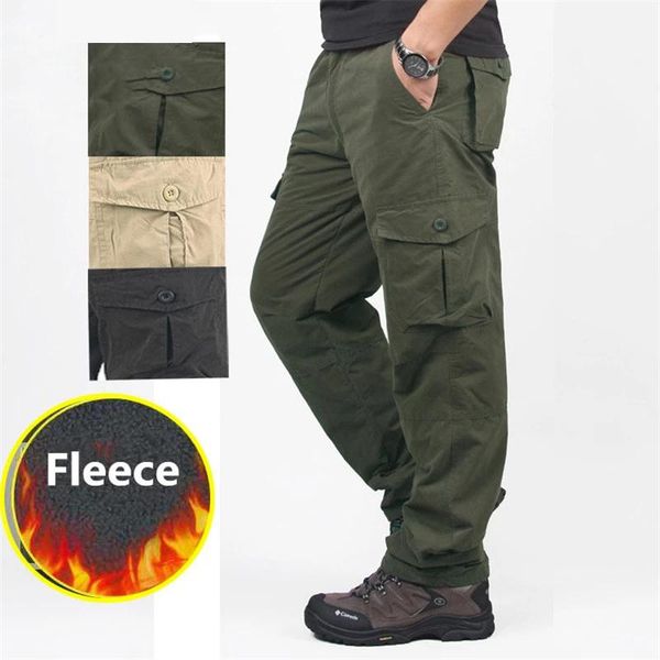 men's pants men winter fleece cargo thick warm trousers double layer multi pocket long streetwear military tactical work joggers, Black
men's pants men winter fleece cargo thick warm trousers double layer multi pocket long streetwear military tactical work joggers, Black