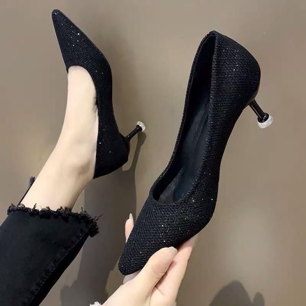 dress shoes women's spring fashion sequins all kinds of pointy fairy heels thin single, Black
dress shoes women's spring fashion sequins all kinds of pointy fairy heels thin single, Black