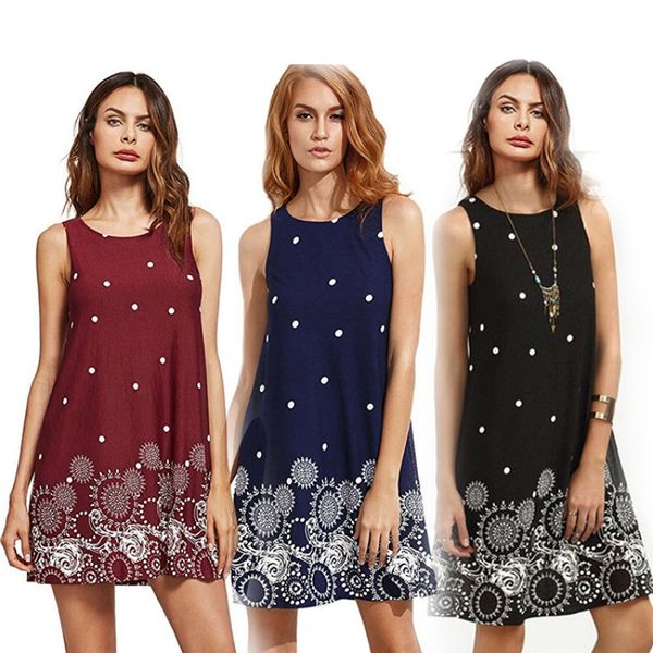 2021 new summer fashion loose big polka dot print round neck sleeveless dress, Black;gray
2021 new summer fashion loose big polka dot print round neck sleeveless dress, Black;gray