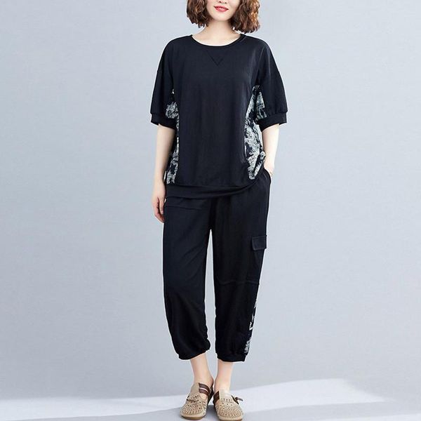 women's two piece pants johnature summer casual print loose women pieces sets 2021 short sleeve elastic waist ankle-length pant, White
women's two piece pants johnature summer casual print loose women pieces sets 2021 short sleeve elastic waist ankle-length pant, White