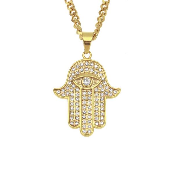 pendant necklaces stainless steel fatima hams hand bling rhinestone iced out charm cuban link chains for men hip hop jewelry, Silver
pendant necklaces stainless steel fatima hams hand bling rhinestone iced out charm cuban link chains for men hip hop jewelry, Silver