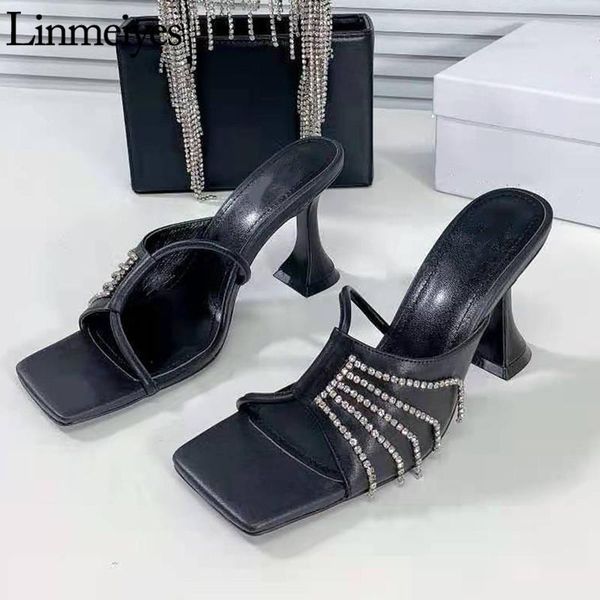 slippers runway crystal mules high heels women open square toe party shoes girl sandals woman rhinestone cut outs summer slides, Black
slippers runway crystal mules high heels women open square toe party shoes girl sandals woman rhinestone cut outs summer slides, Black
