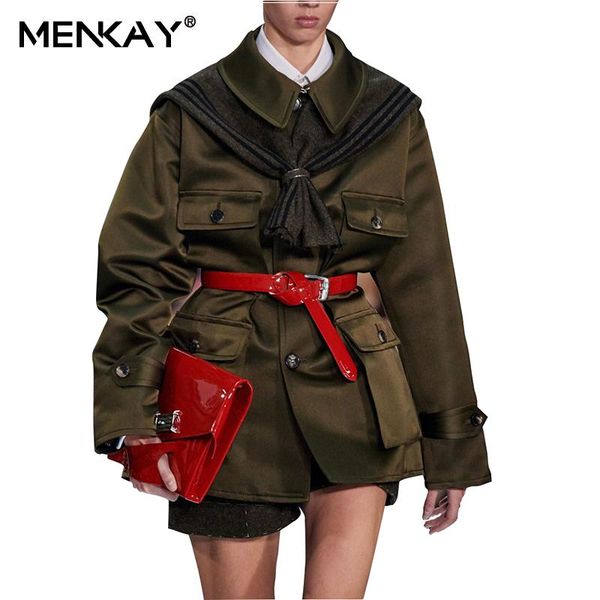 2021 autumn army green trench coat women new pocket design belt waist knitted shawl windbreaker women's coat, Tan;black
2021 autumn army green trench coat women new pocket design belt waist knitted shawl windbreaker women's coat, Tan;black