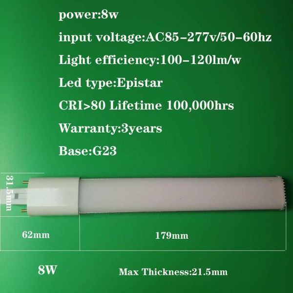 bulbs 8w g23 led pl bulb lamp 2-pin base horizontal plug down light 26w cfl compact fluorescent replacement
bulbs 8w g23 led pl bulb lamp 2-pin base horizontal plug down light 26w cfl compact fluorescent replacement