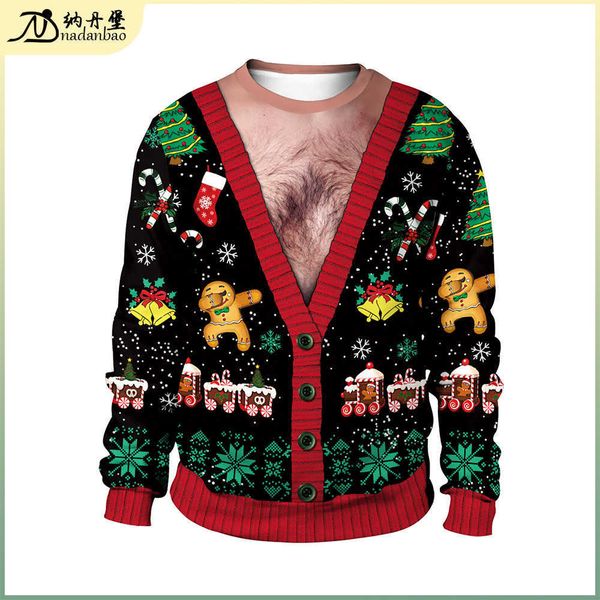 2021 autumn holiday two piece women's christmas clothes digital printing christmas pullover round neck christmas couple sweater, Black
2021 autumn holiday two piece women's christmas clothes digital printing christmas pullover round neck christmas couple sweater, Black