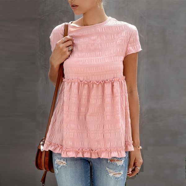 2021 new summer women t-shirts casual loose o-neck short sleeve agaric edge wrinkle fashion streetwear sweet ladies pink tee shirts icp, White
2021 new summer women t-shirts casual loose o-neck short sleeve agaric edge wrinkle fashion streetwear sweet ladies pink tee shirts icp, White