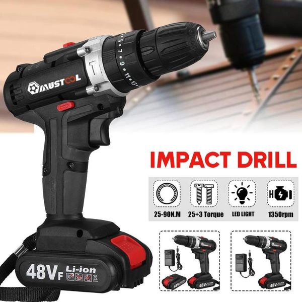 professiona electric drills 48vf 3 in 1 cordless impact drill brushless screwdriver 25+3 torque hammer li-ion battery power tools
professiona electric drills 48vf 3 in 1 cordless impact drill brushless screwdriver 25+3 torque hammer li-ion battery power tools