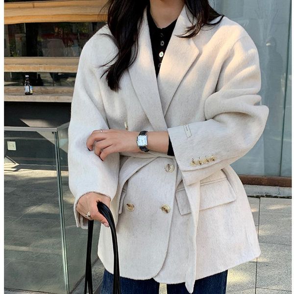 women's wool & blends 100%wool coat women autumn winter overcoat double breasted solid white cashmere jacket female woolen outwear bel, Black
women's wool & blends 100%wool coat women autumn winter overcoat double breasted solid white cashmere jacket female woolen outwear bel, Black