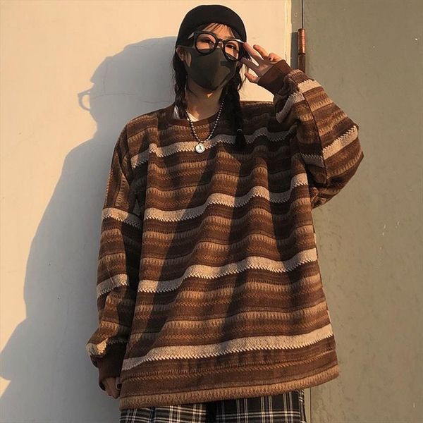 pullovers women oversize korean womens sweaters fashion striped knit retro outerwear vintage color block female winter, White;black
pullovers women oversize korean womens sweaters fashion striped knit retro outerwear vintage color block female winter, White;black