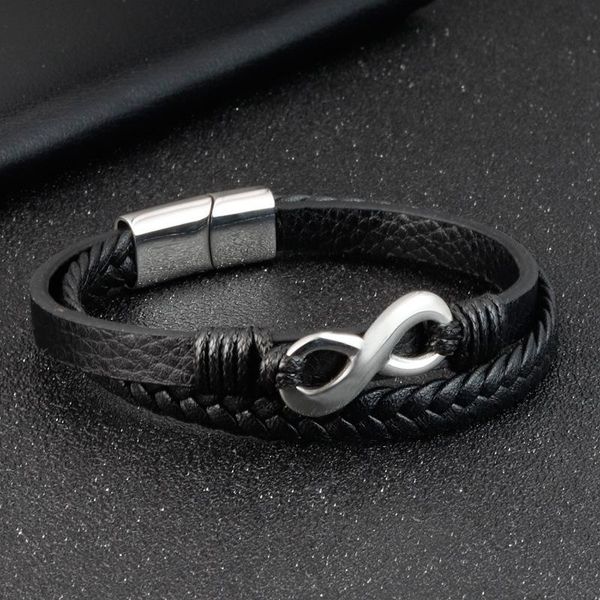 charm bracelets leather hand-woven bracelet woven multi-layer men's 8-character stainless steel, Golden;silver
charm bracelets leather hand-woven bracelet woven multi-layer men's 8-character stainless steel, Golden;silver