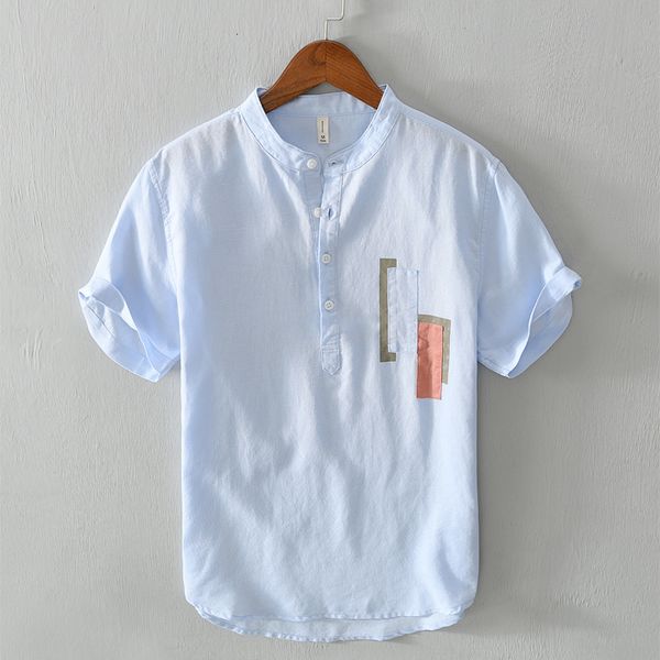 2021 new stand collar summer linen and cotton brand short sleeve fashion shirts for men casual comfortable shirt mens chemise egj8, White;black
2021 new stand collar summer linen and cotton brand short sleeve fashion shirts for men casual comfortable shirt mens chemise egj8, White;black
