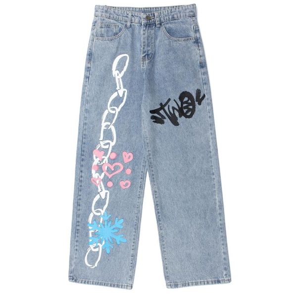 2021 hip hop pants man women streetwear love chain print men trousers harajuku ripped hole oversized joggers pants jeans black, Blue
2021 hip hop pants man women streetwear love chain print men trousers harajuku ripped hole oversized joggers pants jeans black, Blue