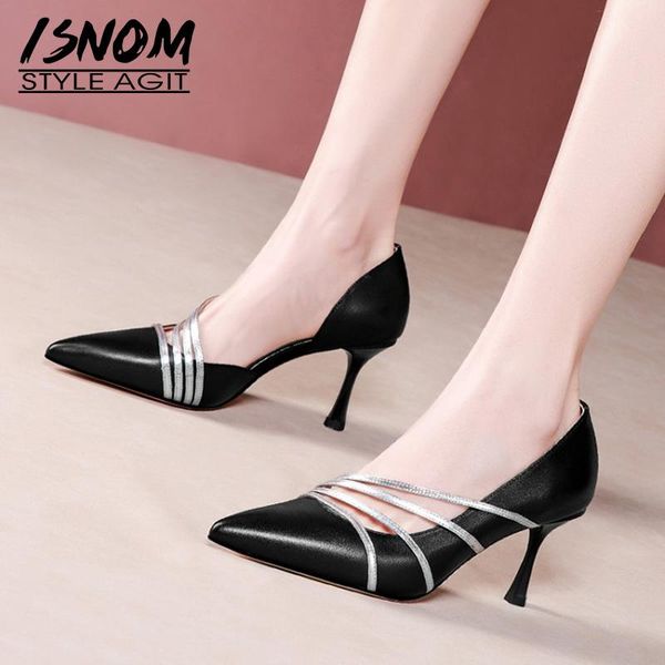 dress shoes isnom genuine leather pumps women mixed color strap pointed toe thin high heels woman lady, Black
dress shoes isnom genuine leather pumps women mixed color strap pointed toe thin high heels woman lady, Black