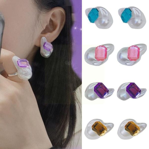 stud fashion crystal geometric earrings colorful big irregular pearl for women cute earring wedding jewe r7a6, Golden;silver
stud fashion crystal geometric earrings colorful big irregular pearl for women cute earring wedding jewe r7a6, Golden;silver